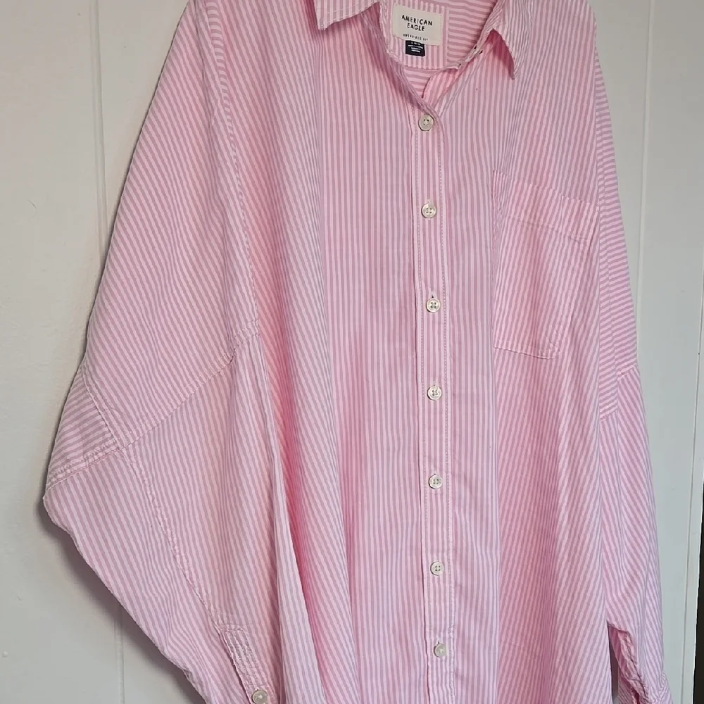 American Eagle Outfitters Women's Oversized Fit Shirt Pink Size L